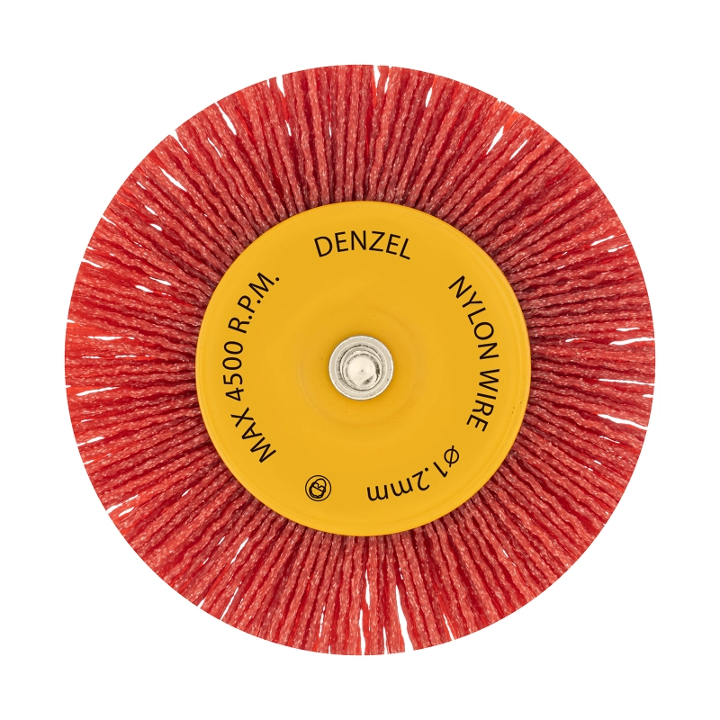 Щетка для дрели, 100 мм, Плоская, со шпилькой, нейлоновая щетина Denzel (74434)
