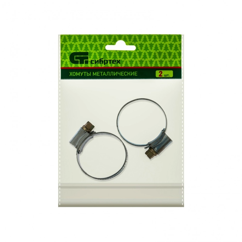 Хомуты металлические, червячные 25-38 мм, ширина 12 мм, английский тип, W1, 2 шт Сибртех (47668)