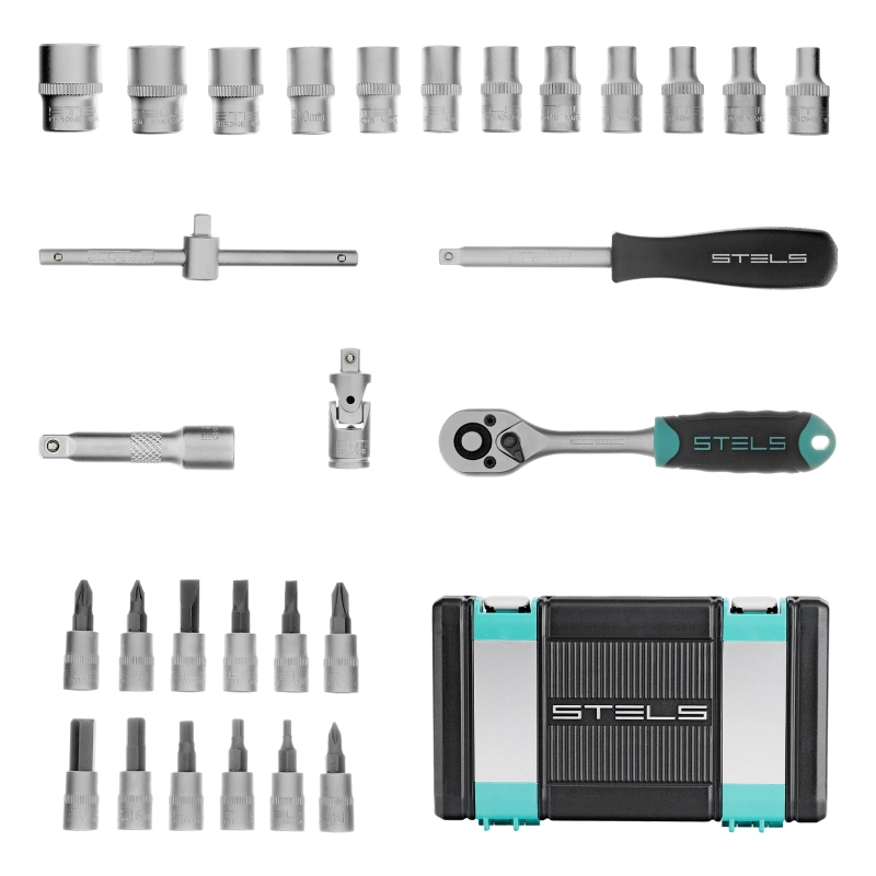 Набор инструментов, 1/4", CrV, пластиковый кейс 29 предметов Stels (14100)