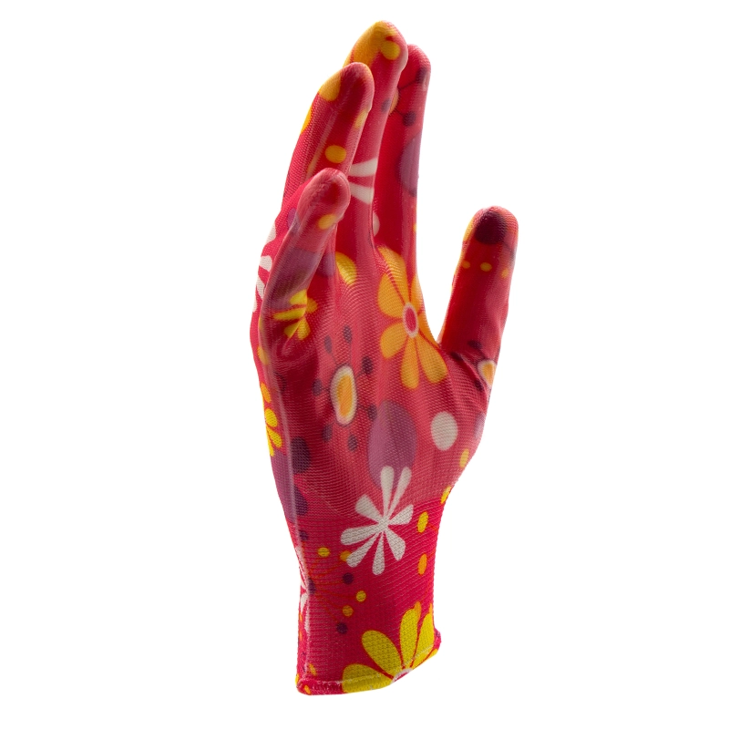 Перчатки садовые из полиэстера с нитрильным обливом, цветы, М Palisad (67857)