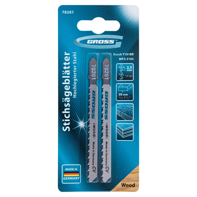 Полотна для электролобзика  по дереву, 2 шт, ( 3102-T101BR ) Gross (78261)
