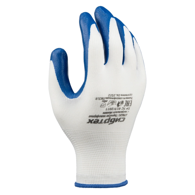 Перчатки полиэфирные с синим нитрильным покрытием, размер 9, 13 класс вязки Сибртех (678625)