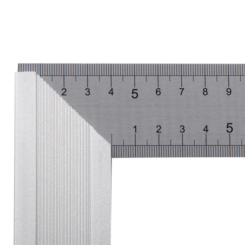 Угольник стальной 400 мм, нержавеющая сталь, градуировка, алюминиевое основание Denzel (32398)