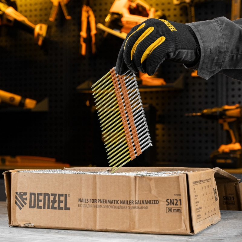 Гвозди для пнев. нейлера (оцинк.) длина - 90 мм, диам. - 3,05 мм, 2000 шт. Denzel (57690)