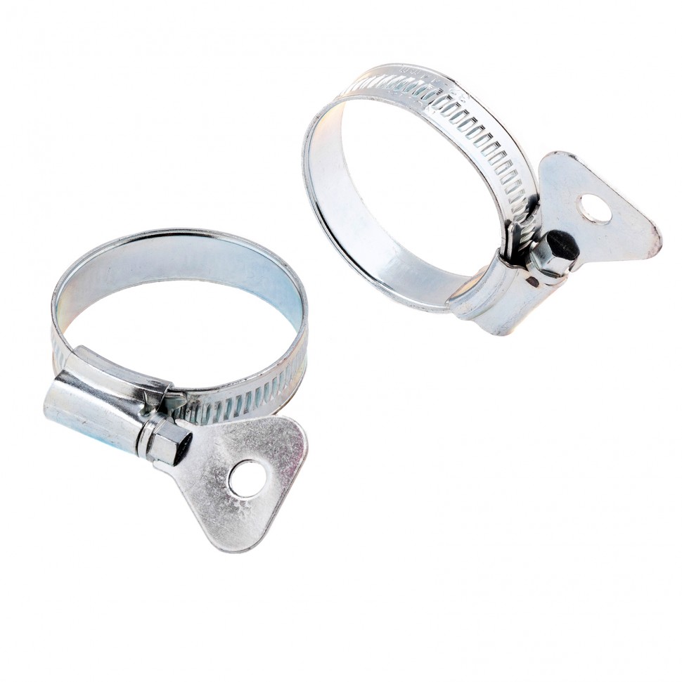 Хомуты металлические, червячные 32-44 мм, ширина 12 мм, W1, с металлическим ключом, 2 шт Сибртех (476537)