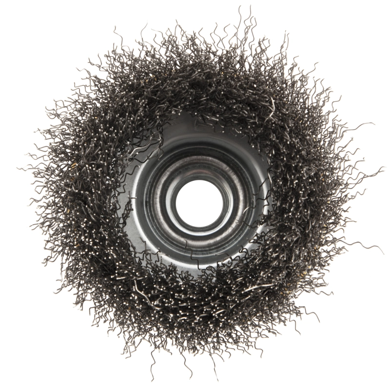 Щетка для УШМ, 75 мм, "Чашка", витая нержавеющая проволока 0.3 мм, М14 Denzel (746043)