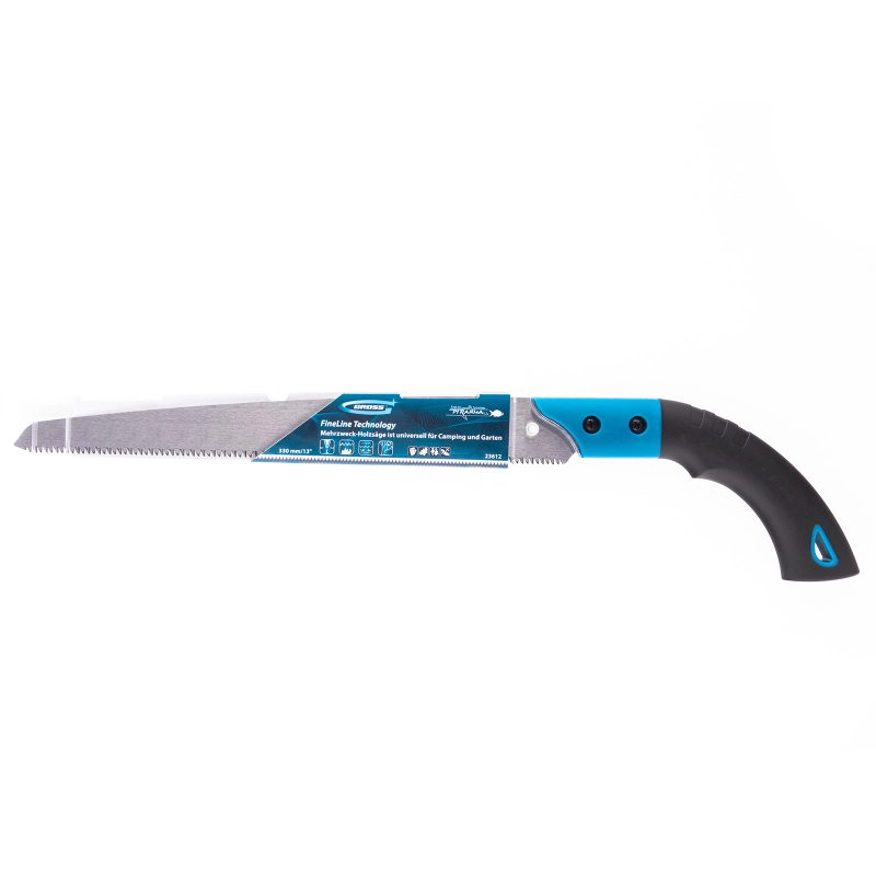 Пила по дереву Piranha, универсальные для кемпинга и сада, 330 мм, 9-10 TPI, каленый зуб 3D, двухкомпонентная рукоятка, пенал Gross (23612)