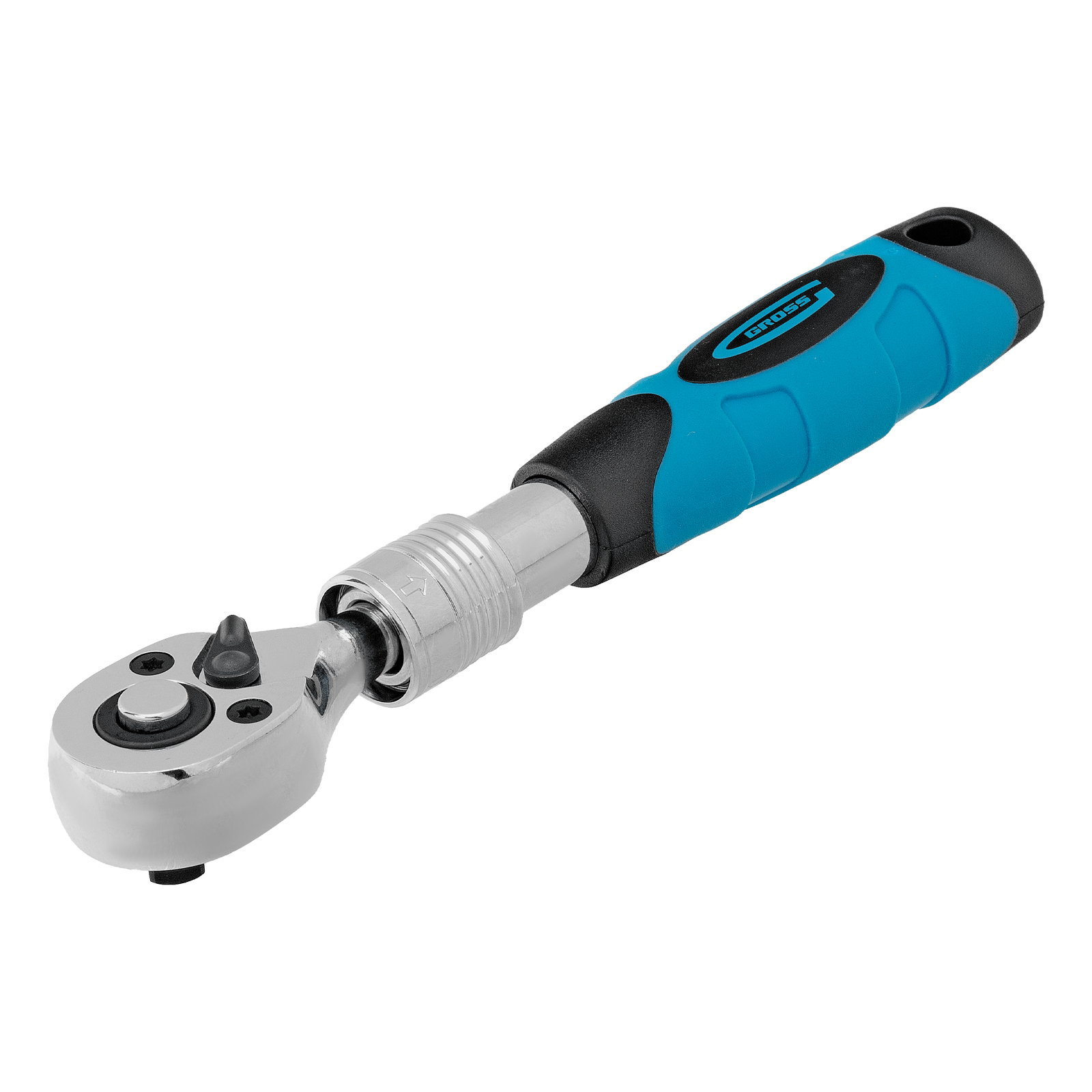 Ключ-трещотка телескопический 1/4", 150-200 мм, CrV, 72 зуба, с быстрым сбросом, хром Gross (14074)