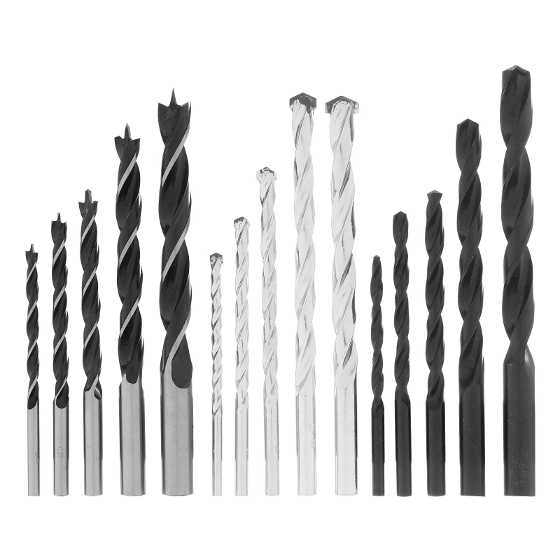 Набор сверл по бетону, металлу, дереву 4-5-6-8-10 мм, 15 шт, пластиковый бокс, цилиндрический хвостовик Sparta (725085)