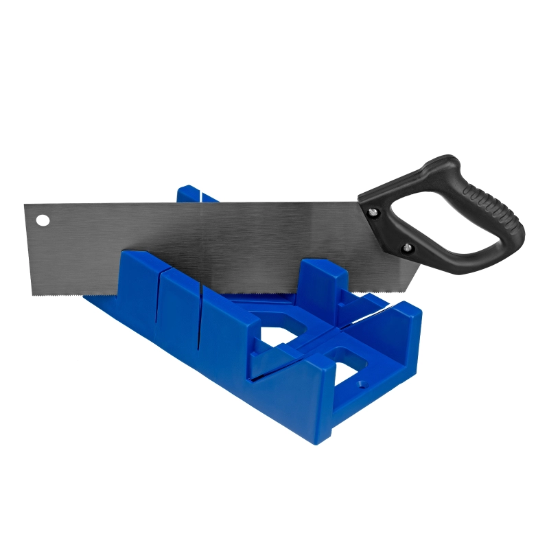 Стусло пластиковое, синее, 4 угла для запила, пила 350 мм Сибртех (22536)