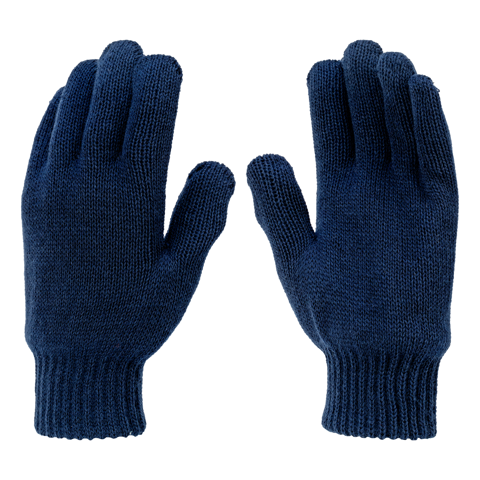 Перчатки трикотажные, акрил, двойные, синий, двойная манжета Сибртех (68685)