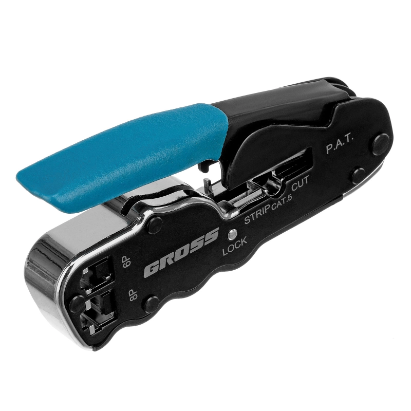 Клещи для обжима телефонных и компьютерных клемм RJ45, 8P и RJ11/12, 6P, компактный размер, CAT5 Gross (17723)