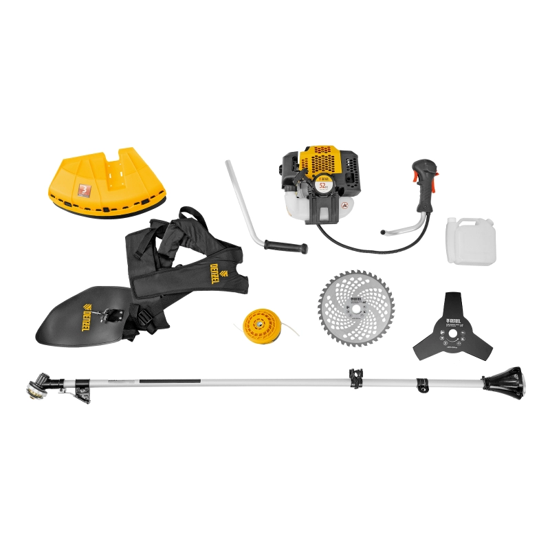 Триммер бензиновый DGT 520, 52 см3, 3 л. с, неразъемная штанга, состоит из 2 частей Denzel (96238)