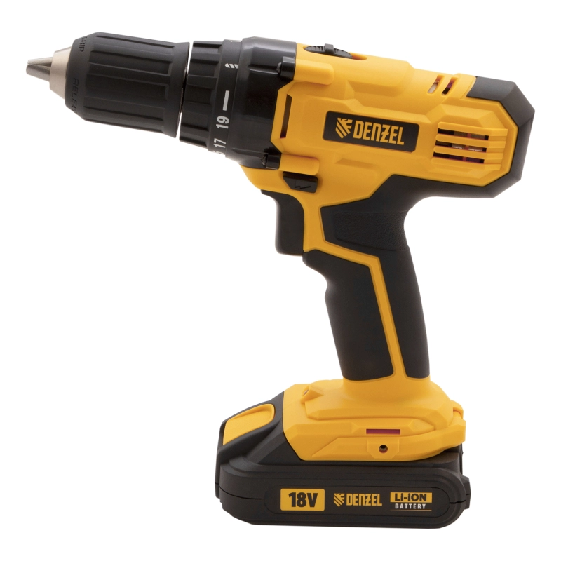 Дрель-шуруповерт аккумуляторная CDL-IB-18-02, Li-Ion, 18 В, 2 акк. Denzel (26113)