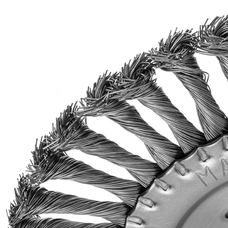 Щетка для УШМ, 200 мм, посадка 22.2 мм, плоская, крученая проволока 0.5 мм Сибртех (746387)