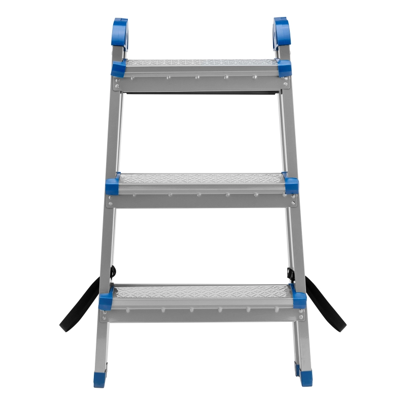 Стремянка двухсторонняя 3 ступени, сталь профиль, стальные ступени, Сибртех (97983)