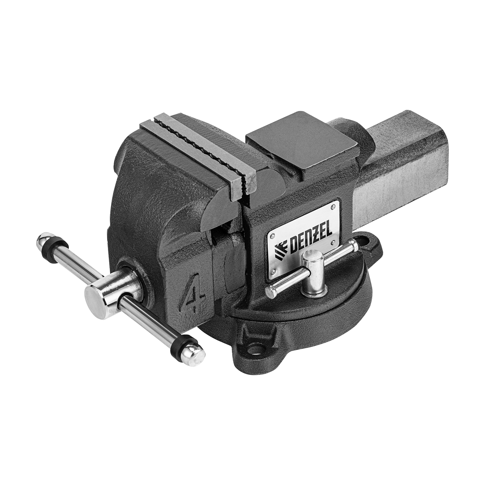 Тиски слесарные BVH-100, 100 мм, поворотные, стальная направляющая, с наковальней //Denzel (18683)