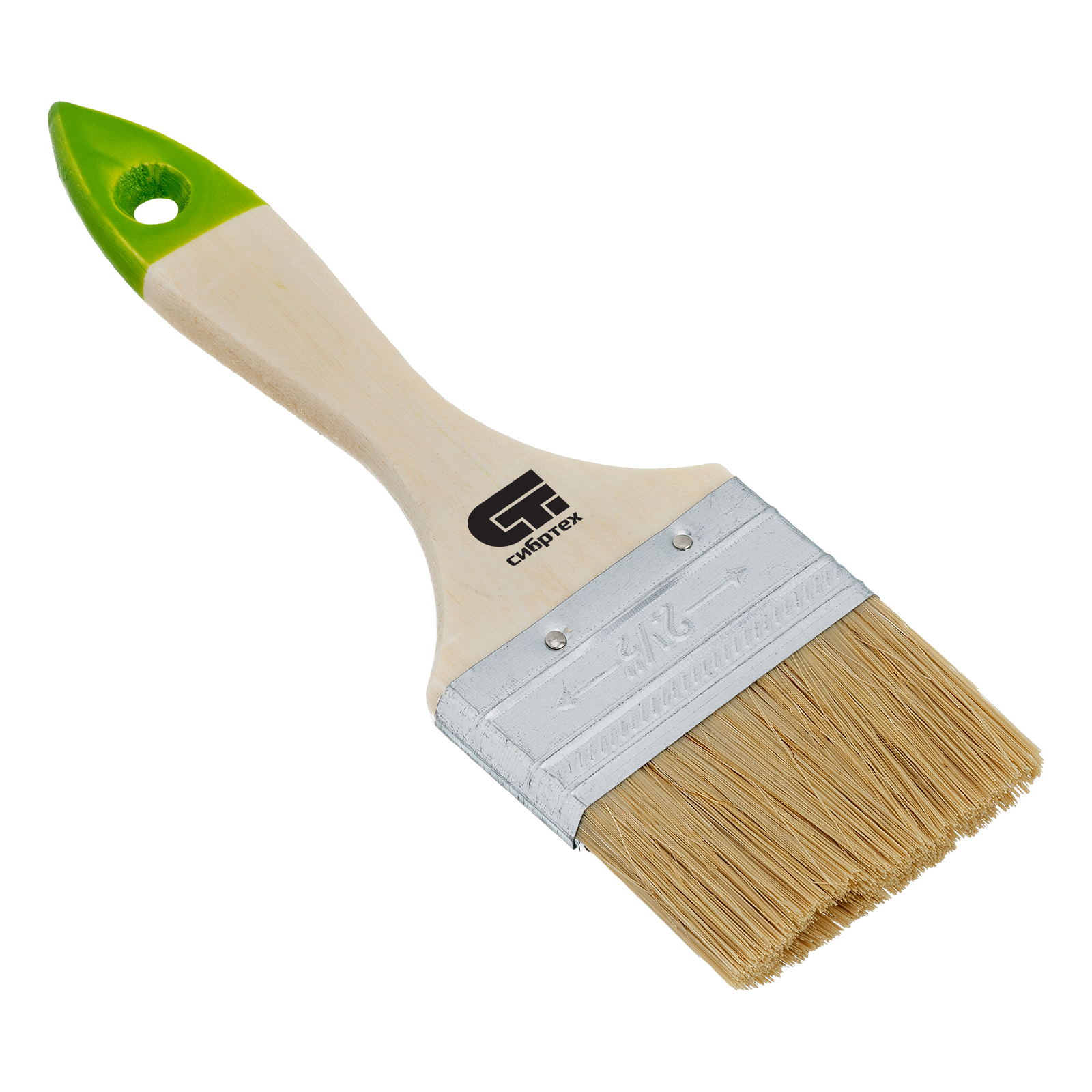 Кисть плоская 63 мм, натуральная щетина, деревянная ручка Сибртех (82264)