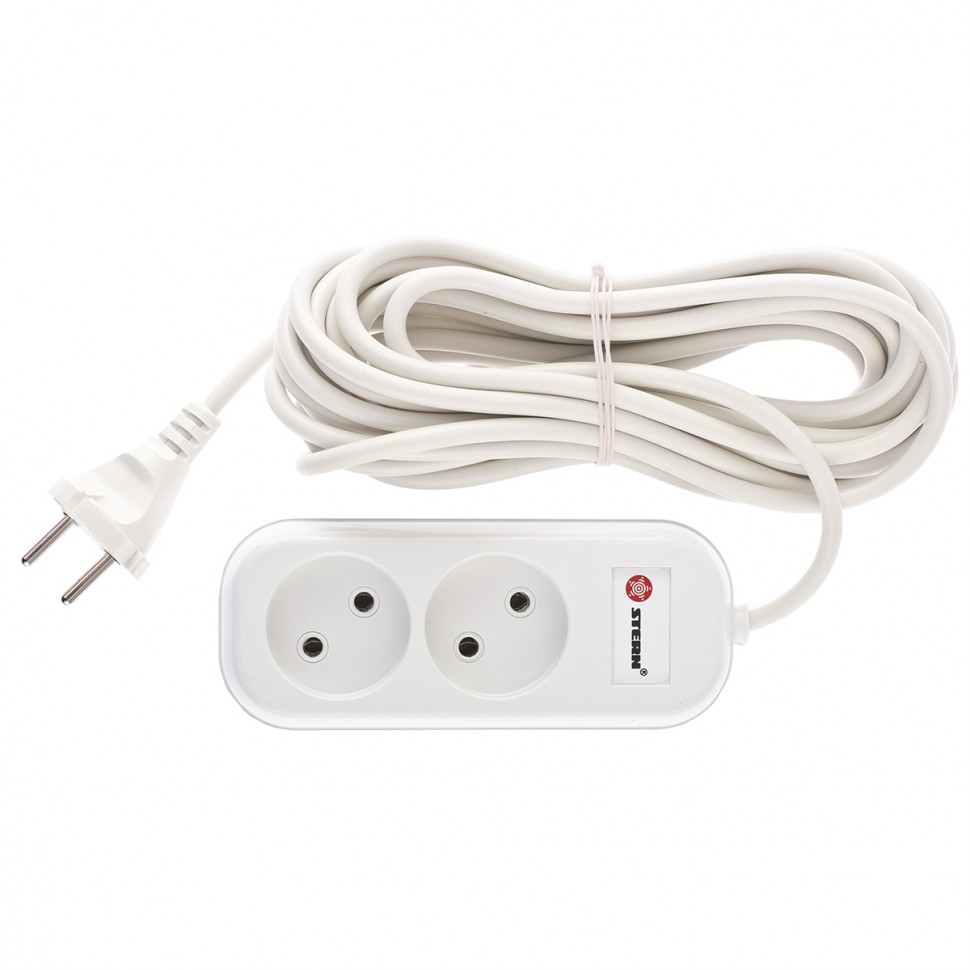 Удлинитель бытовой серия EU, без заземления, 7 м, 2 розетки, 6 А Stern (95723)
