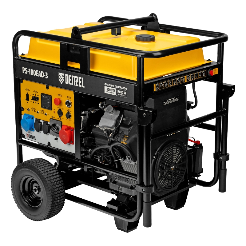 Генератор бензиновый PS-180EAD-3, 18 кВт,230/400 В, 65л, разъем ATS,перекл.режима,эл.старт Denzel (946994)