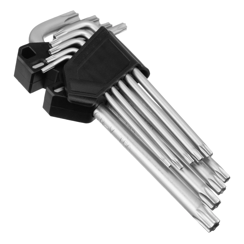 Набор ключей имбусовых Torx-Tempered, TT10-50, CrV, 9 шт., удлиненные Сибртех (123717)