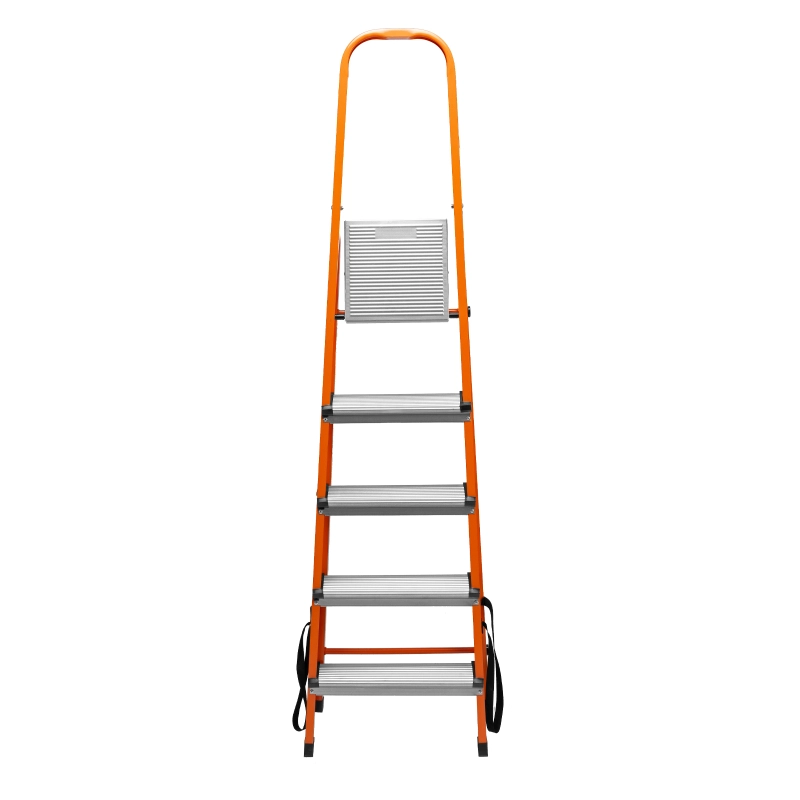 Стремянка, 5 ступеней, стальной профиль, ступени сталь, оранжевая, Сибртех (97965)