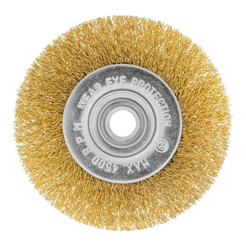 Щетка для УШМ, 100 мм, М14, плоская, латунированная витая проволока Matrix (74650)