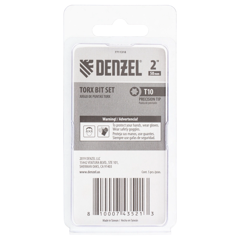 Бита T10x50, 5 шт. Denzel (7711318)