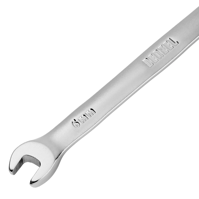 Ключ комбинированный трещоточный, 6 мм, CrV, матовый хром Denzel (14700)