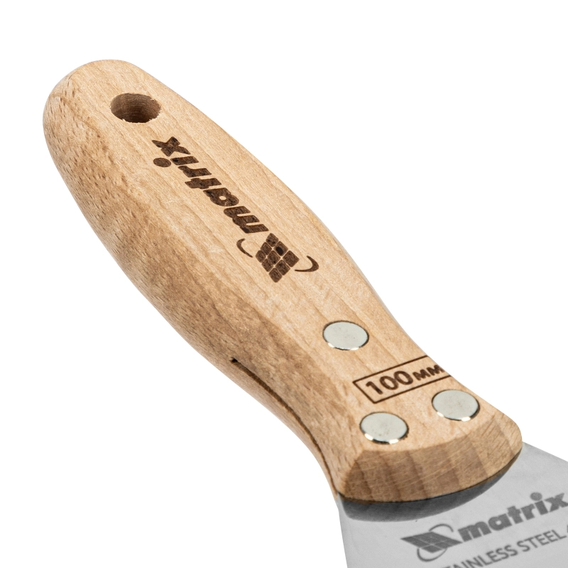 Шпательная лопатка из нержавеющей стали, 100 мм, буковая рукоятка, EFP Matrix (85617)