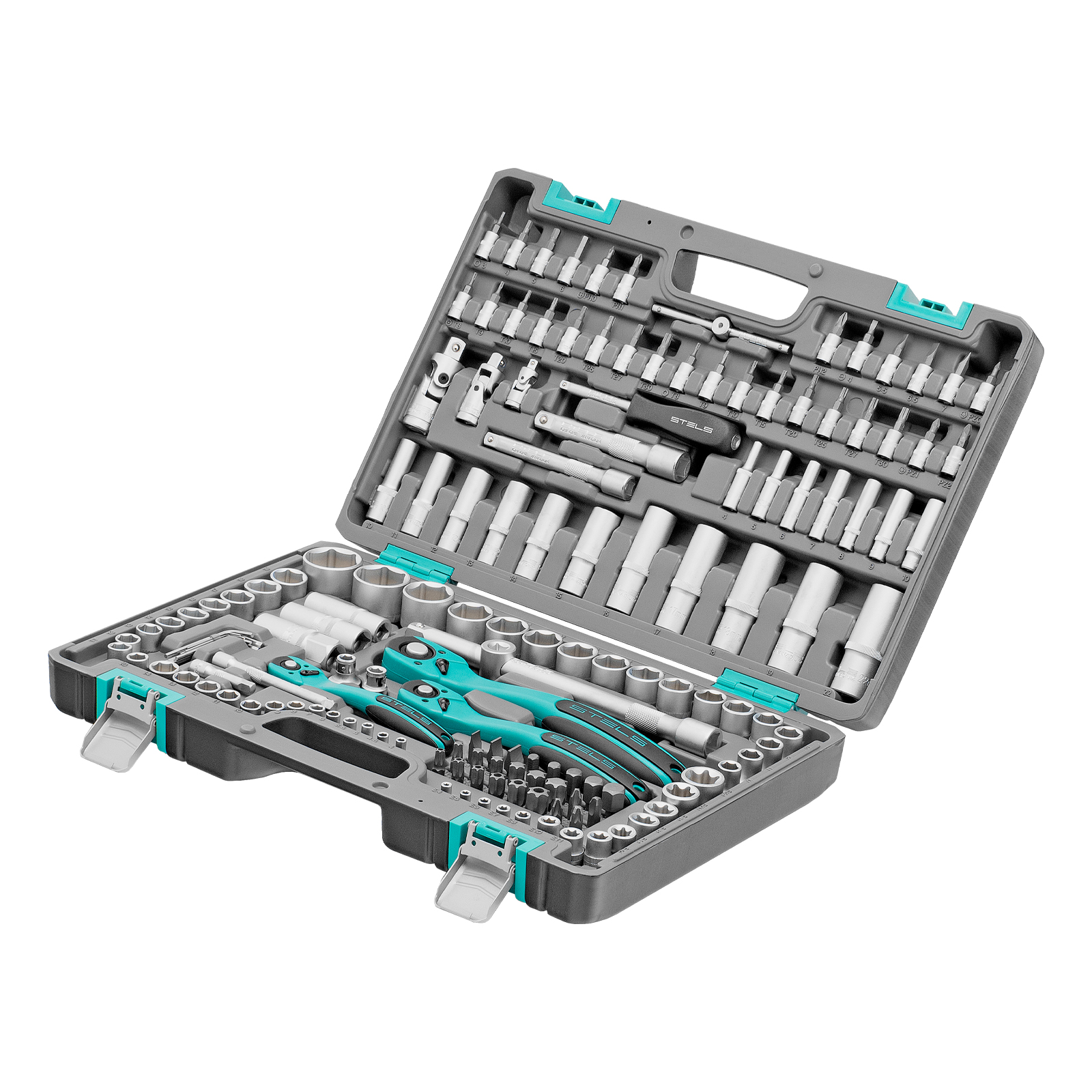 Набор инструментов, 1/4", 3/8", 1/2", Cr-V, S2, усиленный кейс, 151 предмет Stels (14114)
