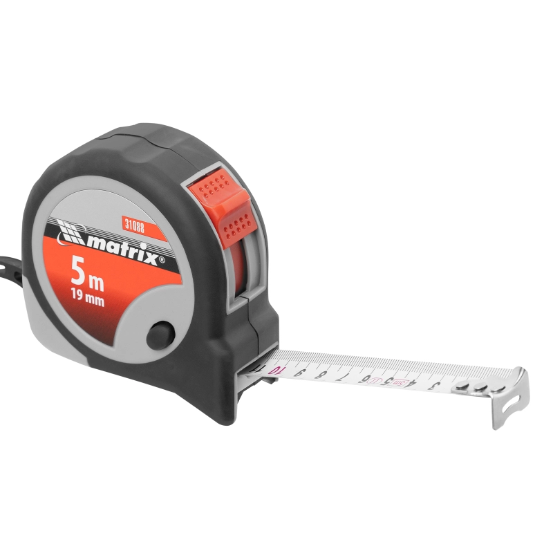 Рулетка Continuous fixation,5 м х 19 мм,двухкомпонентный корпус,плавная фиксация Matrix (31088)