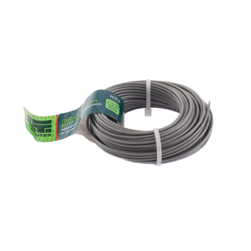 Леска для триммера круглая, армированная алюминием, 1.6 мм х 15 м, Сибртех (961915)