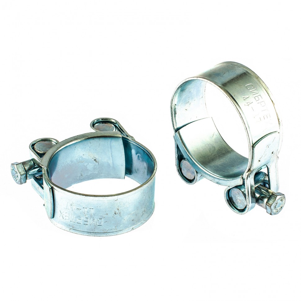 Хомуты металлические, силовые 44-47 мм, ширина 22 мм, шарнирный, W1, 2 шт Сибртех (47537)