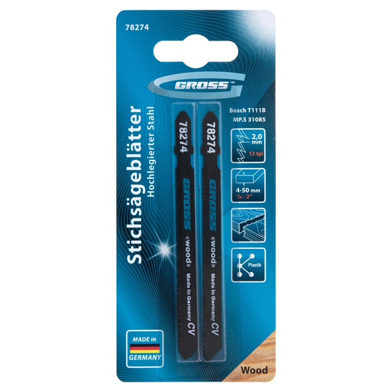 Полотна для электролобзика  по дереву, 2 шт, ( 31085-T111B ) Gross (78274)