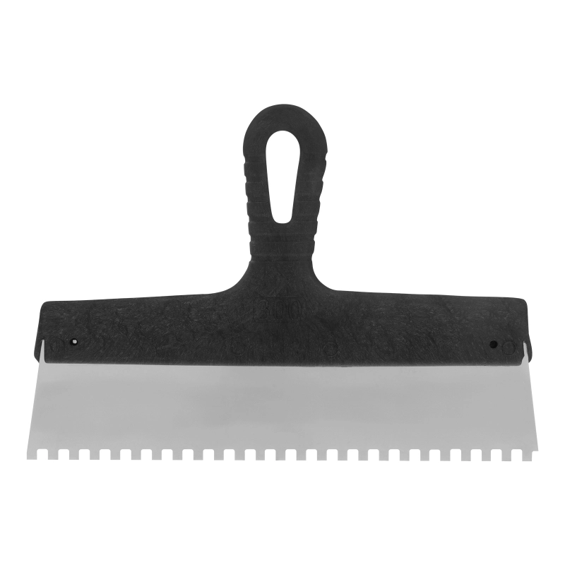 Шпатель из нержавеющей стали, 300 мм, зуб 6 х 6 мм, пластмассовая ручка Сибртех (85467)