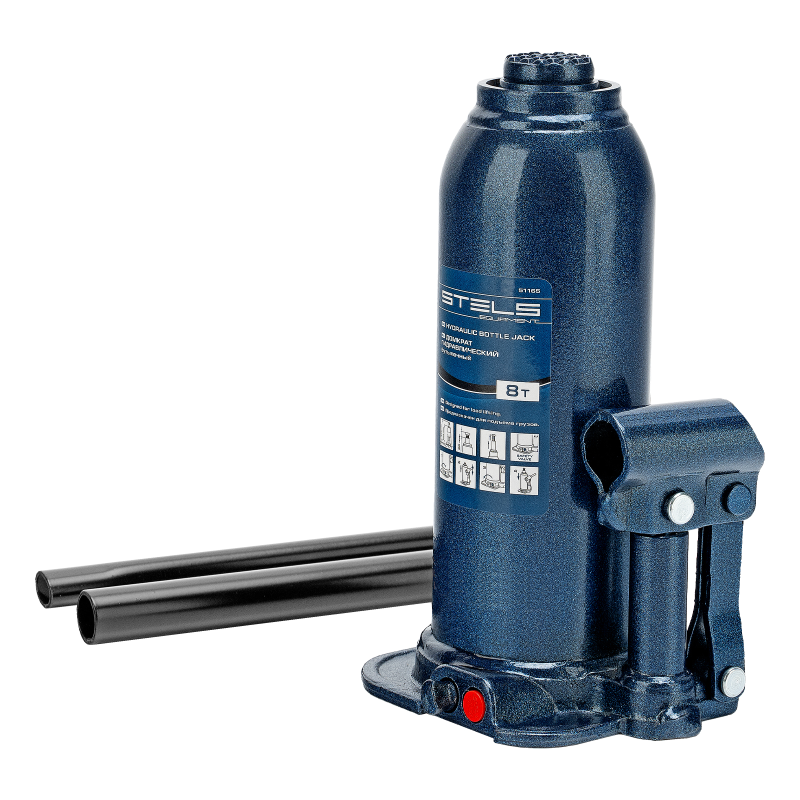 Домкрат гидравлический бутылочный, 8 т, h подъема 222-447 мм Stels (51165)