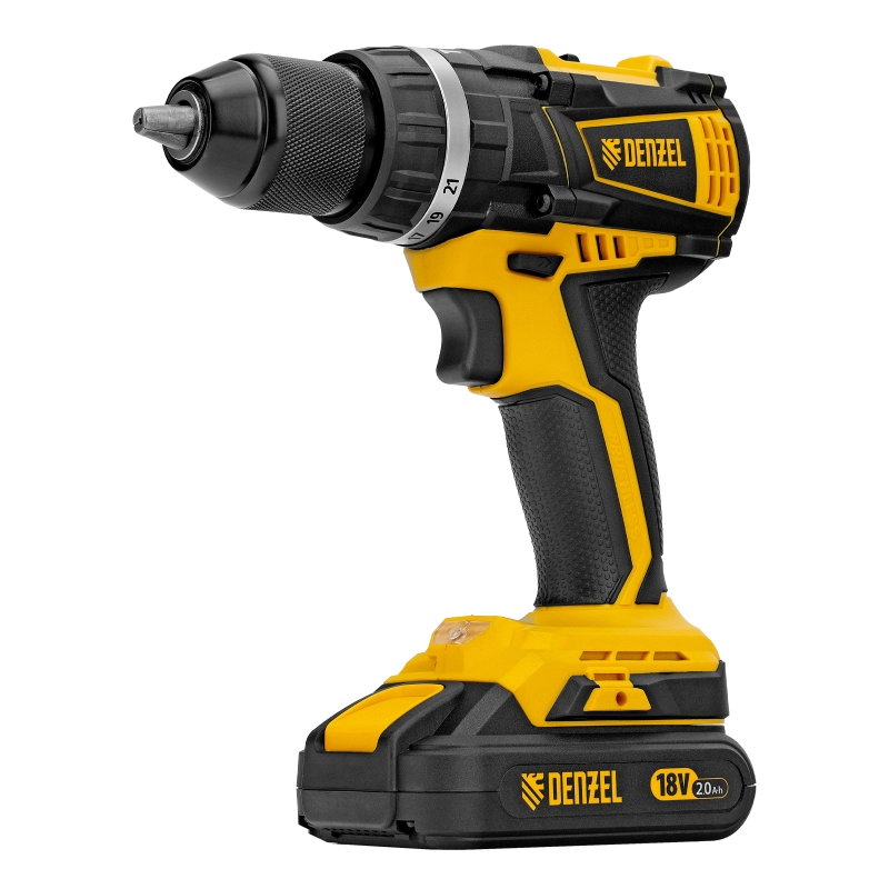 Дрель-шуруповерт аккумуляторная ударная бесщет CIDB-IB-18-02, Li-Ion, 18 В, 2 акк. Denzel (26130)