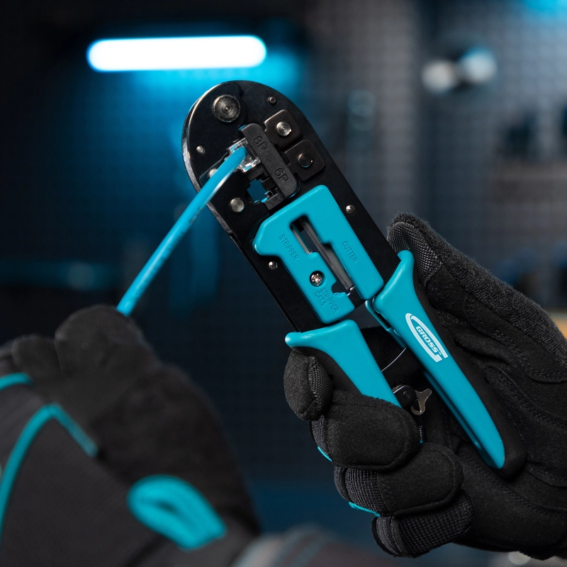 Клещи для обжима телефонных и компьютерных клемм RJ-45, 6P, 8P и RJ-11/12, 6P, 8P Gross (17719)