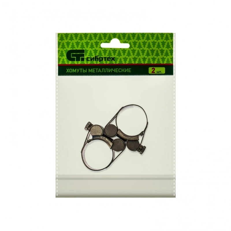 Хомуты металлические, силовые 26-28 мм, ширина 18 мм, шарнирный, W4, 2 шт Сибртех (475093)