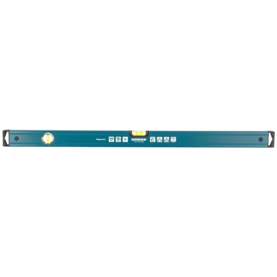 Уровень алюминиевый, 800 мм, магнит, 2 глазка, Magnetisch Gross (33712)