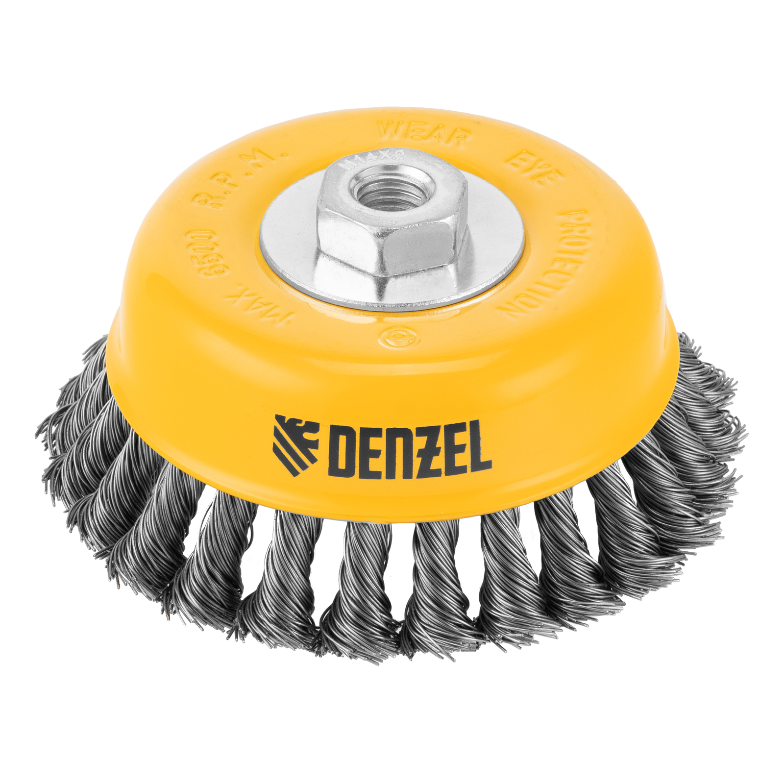 Щетка для УШМ, 125 мм, "Чашка", крученая нержавеющая проволока 0.5 мм, М14 Denzel (746273)