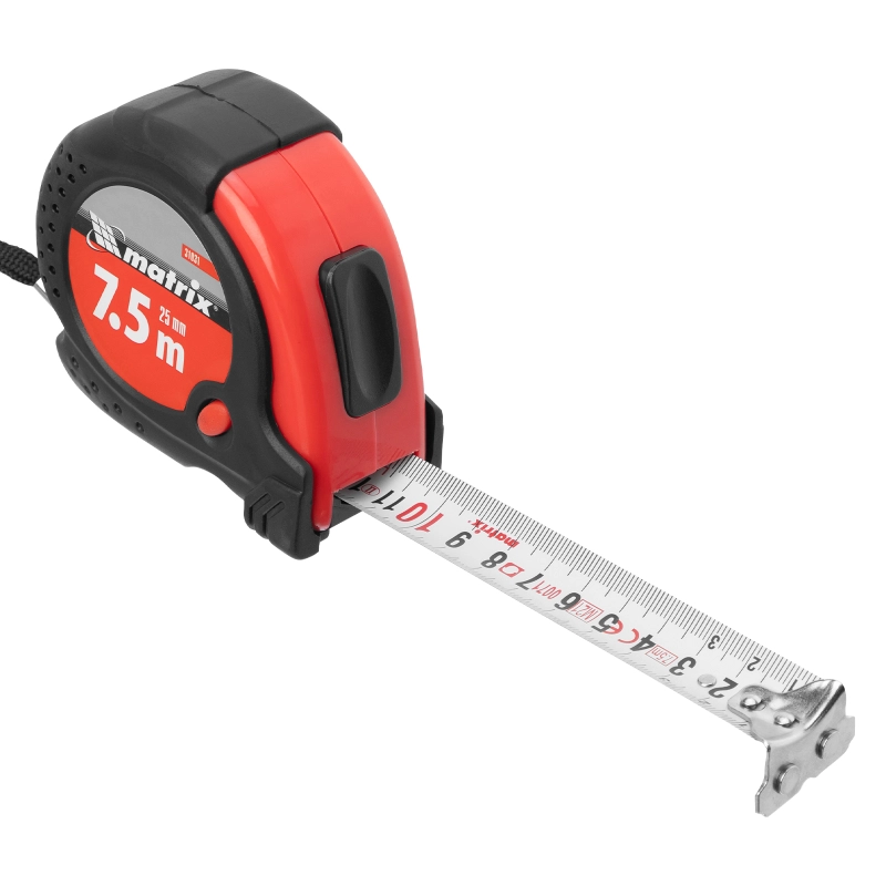 Рулетка Status Magnet fixation,7,5 м х 25 мм,обрезиненный корпус,зацеп с магнитом Matrix (31031)