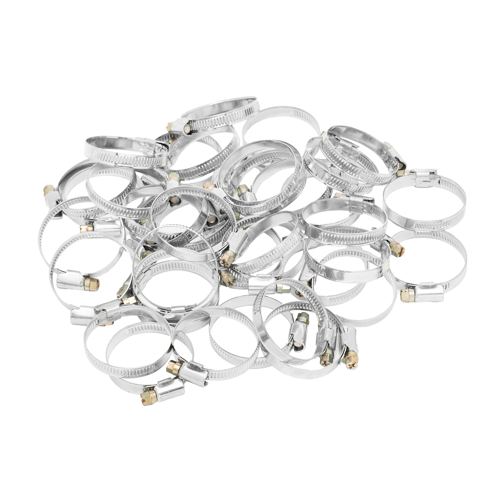 Хомуты металлические, Стандартное болтовое крепление 32-50 мм, 50 штук в упаковке, ширина 9 мм Сибртех (47561)