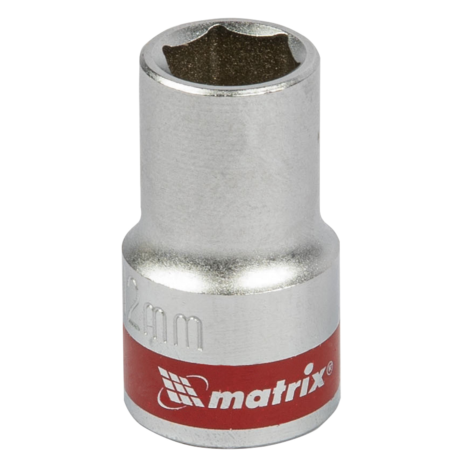 Головка торцевая, 12 мм, шестигранная, CrV, под квадрат 1/2, хромированная Matrix (13112)