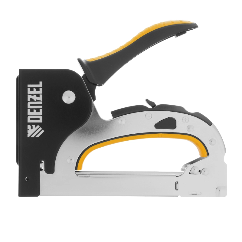 Степлер мебельный, стальной корпус, быстрая загрузка, регул. силы удара, тип 53, 4-14 мм Denzel (40211)