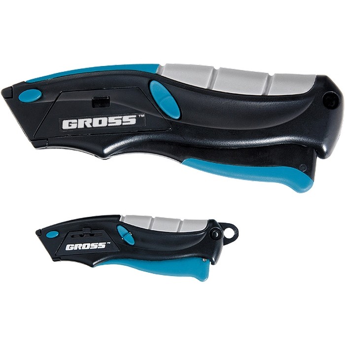 Набор ножей, ремонтно-монтажный, трехкомпонентные рукоятки, авто выброс, возврат лезвия, 100 мм, 2 заточенных лезвия, 170 мм, 5 заточенных лезвия, 2 шт Gross (78876)