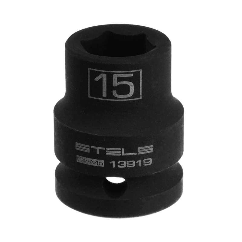 Головка ударная шестигранная, 15 мм, 1/2, CrMo Stels (13919)