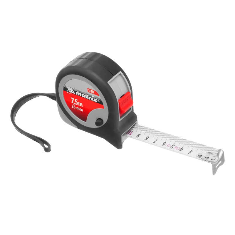 Рулетка Continuous fixation,7,5 м х 25 мм,двухкомпонентный корпус,плавная фиксация Matrix (31090)