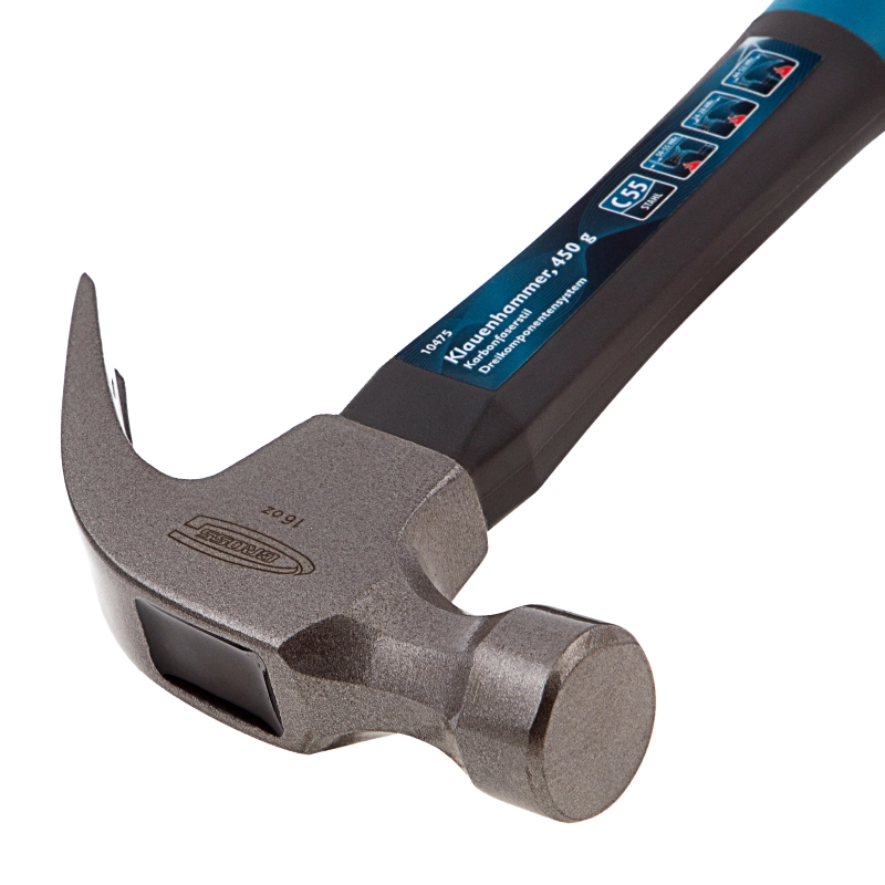 Молоток-гвоздодер, 450 г, фибергласовая трехкомпонентная рукоятка Gross (10475)
